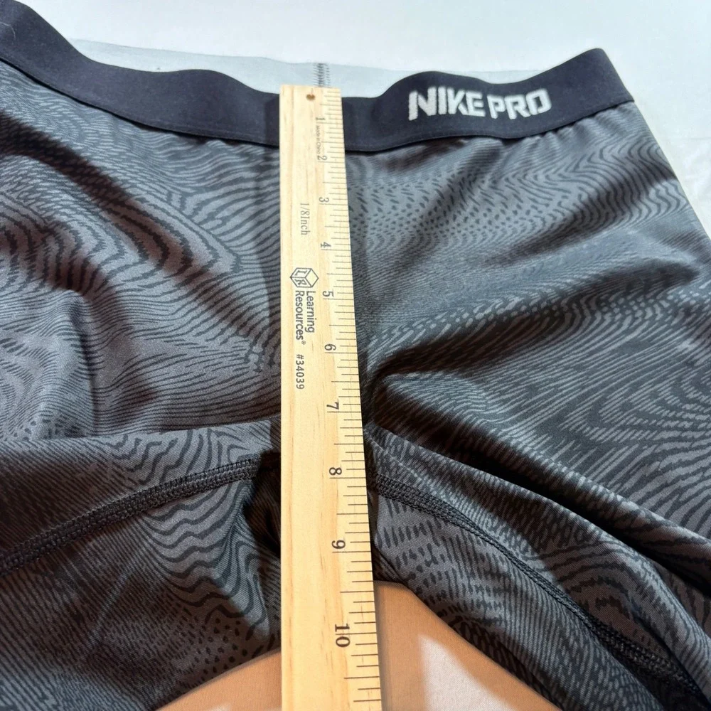 Nike Pro Dri-FIT Leggings Womens‎ Medium Grey Black Wave Crop Training Tights